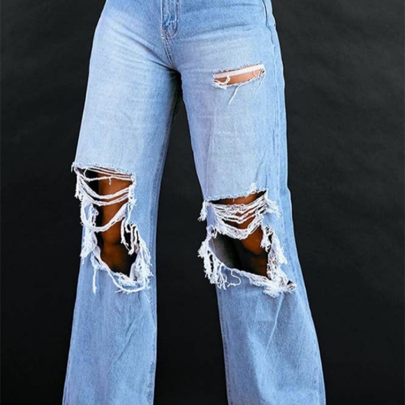 New High rise wide leg distressed jeans - Picture 2 of 4